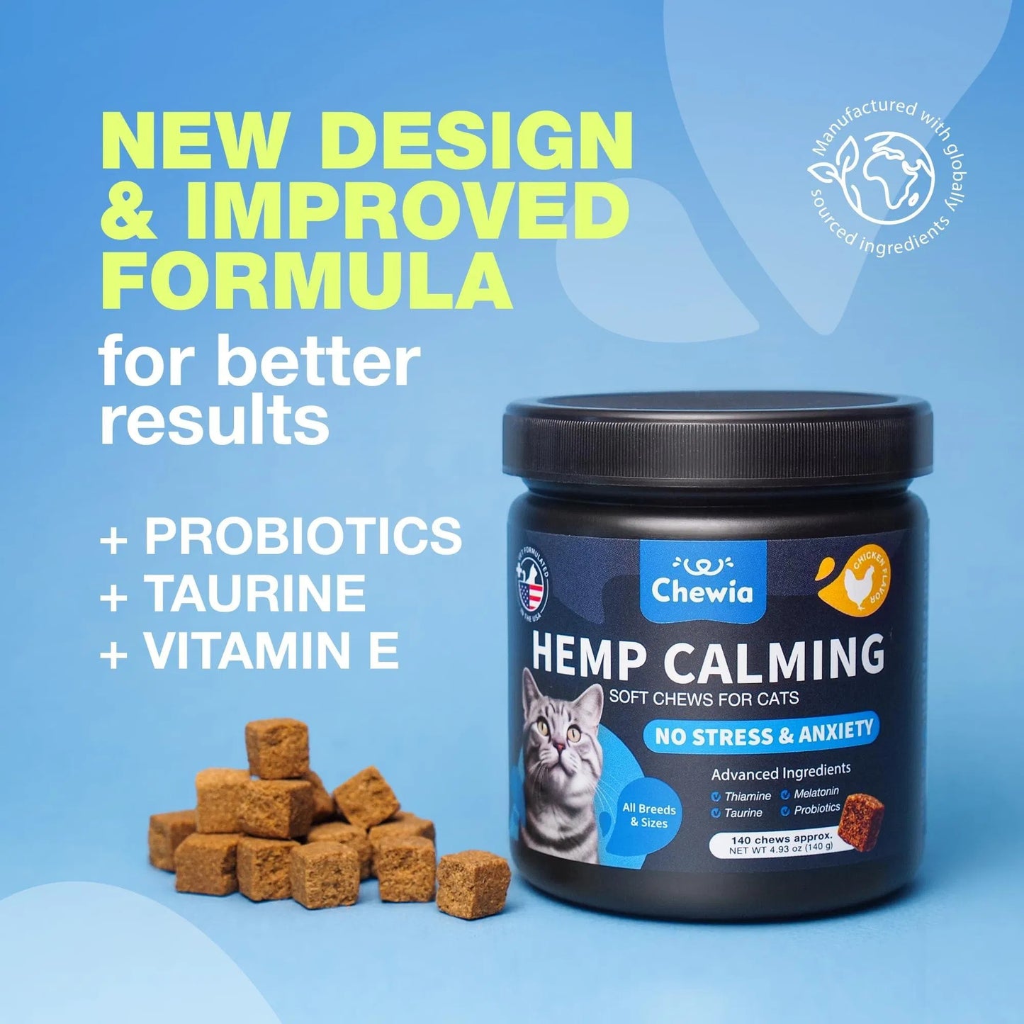 Cat Calming Treats Hemp Calming Care For Cats Cat Melatonin Soft Chews With Hemp Seed Oil And Probiotics Cat Anxiety Relief Storms Travel Grooming Separation Calming Chews For Cats - PulsePrime