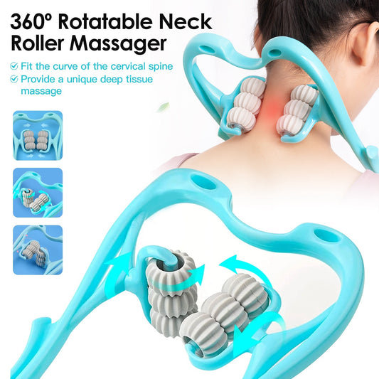 360° Neck Roller Massager – Portable 6-Ball Trigger Point Pain Relief for Neck, Legs & Feet