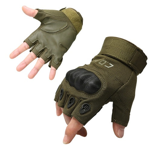 Tactical Gloves Army Military Men Gym Fitness Riding Half Finger Rubber Knuckle Protective Gear Male Tactical Gloves - PulsePrime