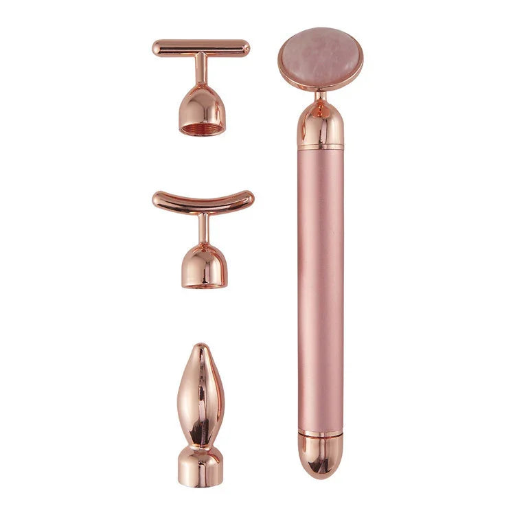 4 in 1 Vibrating Rose Quartz Face Roller - PulsePrime