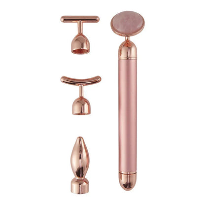 4 in 1 Vibrating Rose Quartz Face Roller - PulsePrime