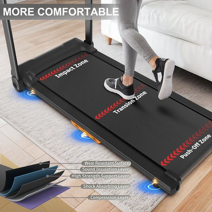 Walking Mat Treadmills Portable For Home & Office LED Display, 265 LB Capacity, Space-Saving Compact Walking Jogging Running Machine - PulsePrime