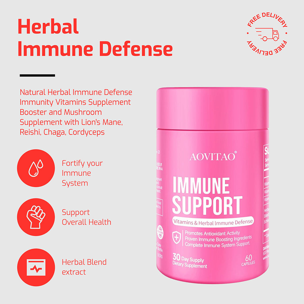 Natural Herbal Immune Defense Immunity Vitamins Supplement Booster And Mushroom Supplement With Lion's Mane, Reishi, Chaga, Cordyceps, Turkey Tail & More - PulsePrime