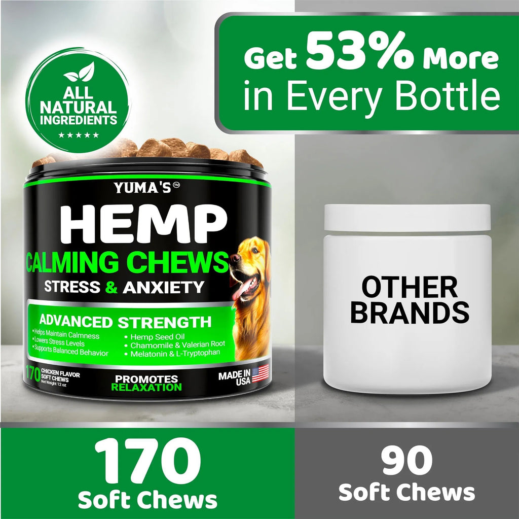 Do Not Sell On Amazon Hemp Calming Chews For Dogs Advanced Dog Calming Treats 170 Chews Anxiety Relief Separation Aid Barking Stress Relief Thunderstorms Melatonin Hemp Oil