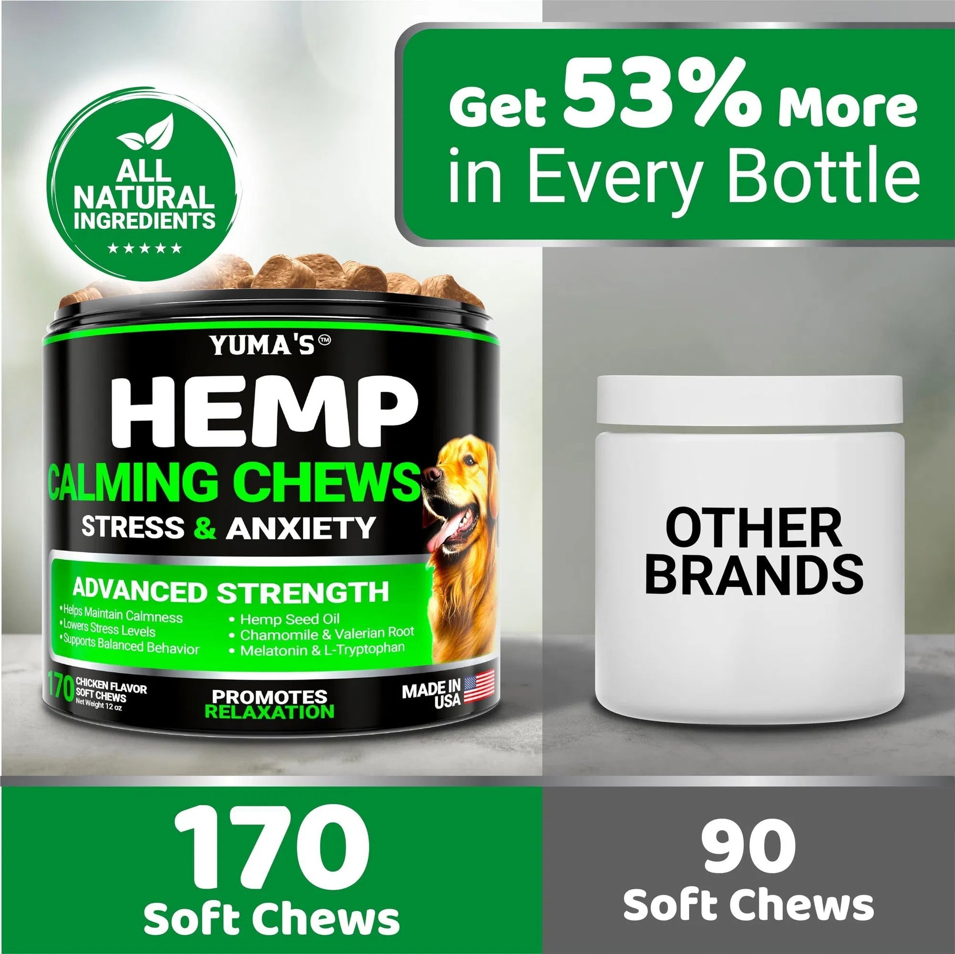 Do Not Sell On Amazon Hemp Calming Chews For Dogs Advanced Dog Calming Treats 170 Chews Anxiety Relief Separation Aid Barking Stress Relief Thunderstorms Melatonin Hemp Oil
