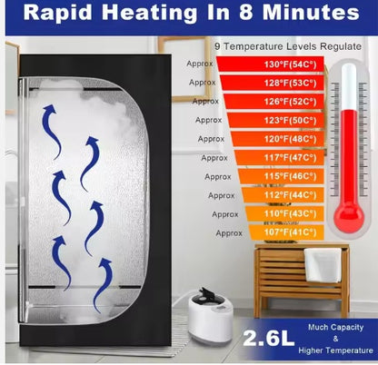 USA Warehouse Portable Steam Sauna Tent – 2.6L Steamer Full Body Foldable Home Spa