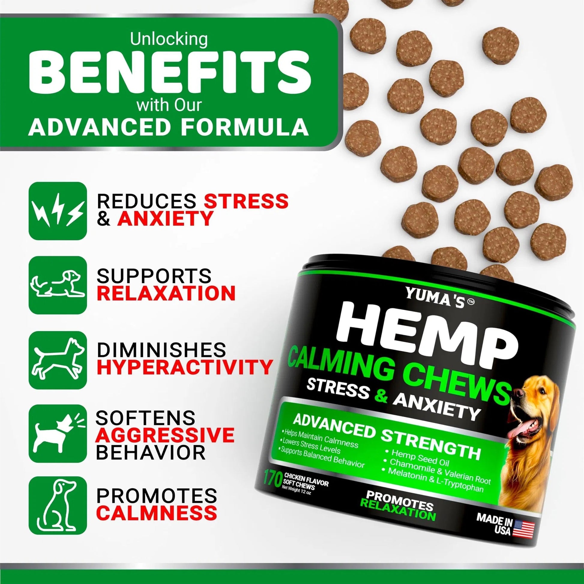 Do Not Sell On Amazon Hemp Calming Chews For Dogs Advanced Dog Calming Treats 170 Chews Anxiety Relief Separation Aid Barking Stress Relief Thunderstorms Melatonin Hemp Oil