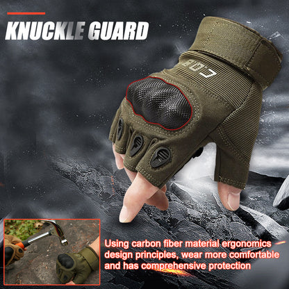 Tactical Gloves Army Military Men Gym Fitness Riding Half Finger Rubber Knuckle Protective Gear Male Tactical Gloves - PulsePrime