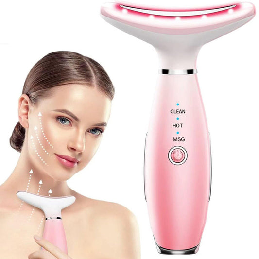 Pink Facial & Neck Massager – 3-Mode Heated Beauty Device for Skin Care
