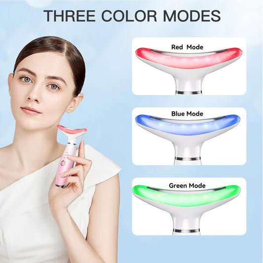 Pink Facial & Neck Massager – 3-Mode Heated Beauty Device for Skin Care