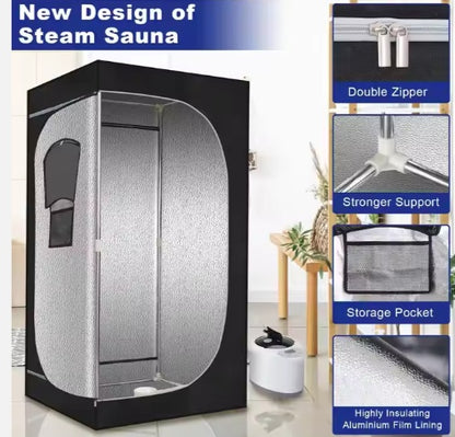 USA Warehouse Portable Steam Sauna Tent – 2.6L Steamer Full Body Foldable Home Spa