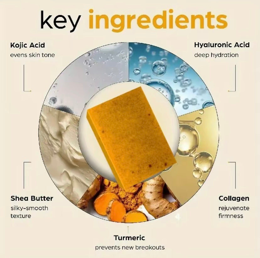 Kojic Acid Dark Spot Remover Soap – Vitamin C, Retinol, Collagen & Turmeric Infused