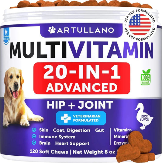 Artullano 20-in-1 Dog Multivitamin Chews – Joint, Immunity & Skin Support for Puppies & Seniors
