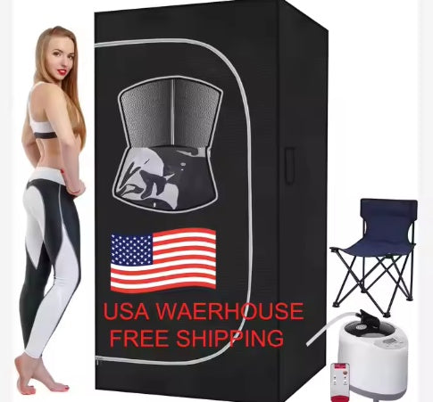 USA Warehouse Portable Steam Sauna Tent – 2.6L Steamer Full Body Foldable Home Spa