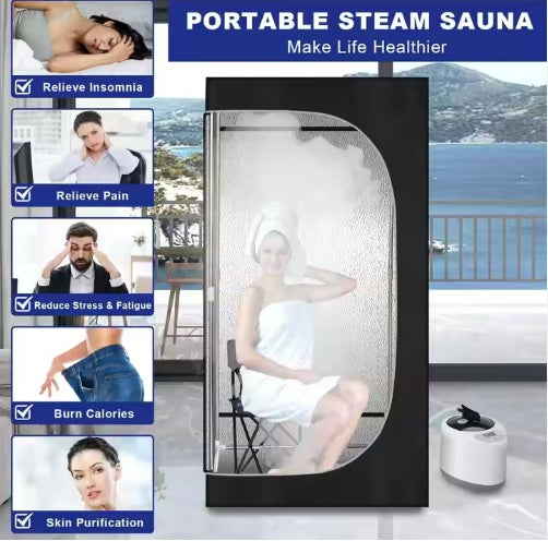 USA Warehouse Portable Steam Sauna Tent – 2.6L Steamer Full Body Foldable Home Spa