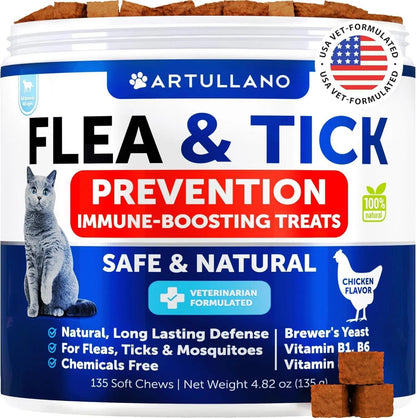 Artullano Flea & Tick Chews for Cats – Natural Daily Supplement for Skin, Coat & Digestion