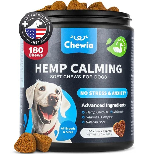 Calming Chews For Dogs Duck Flavor Canine Supplement For All Breeds And Sizes