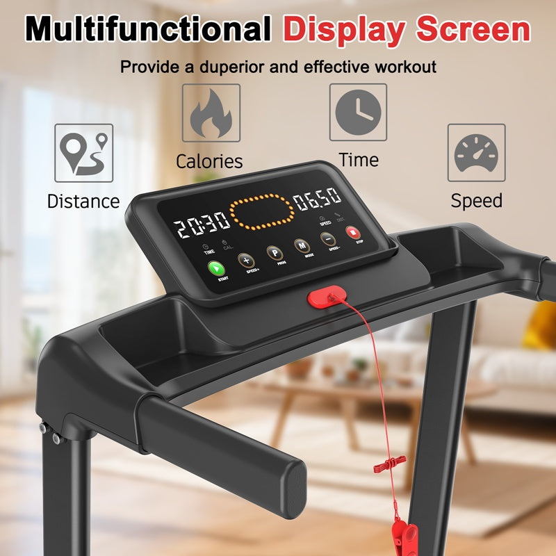 Walking Mat Treadmills Portable For Home & Office LED Display, 265 LB Capacity, Space-Saving Compact Walking Jogging Running Machine - PulsePrime